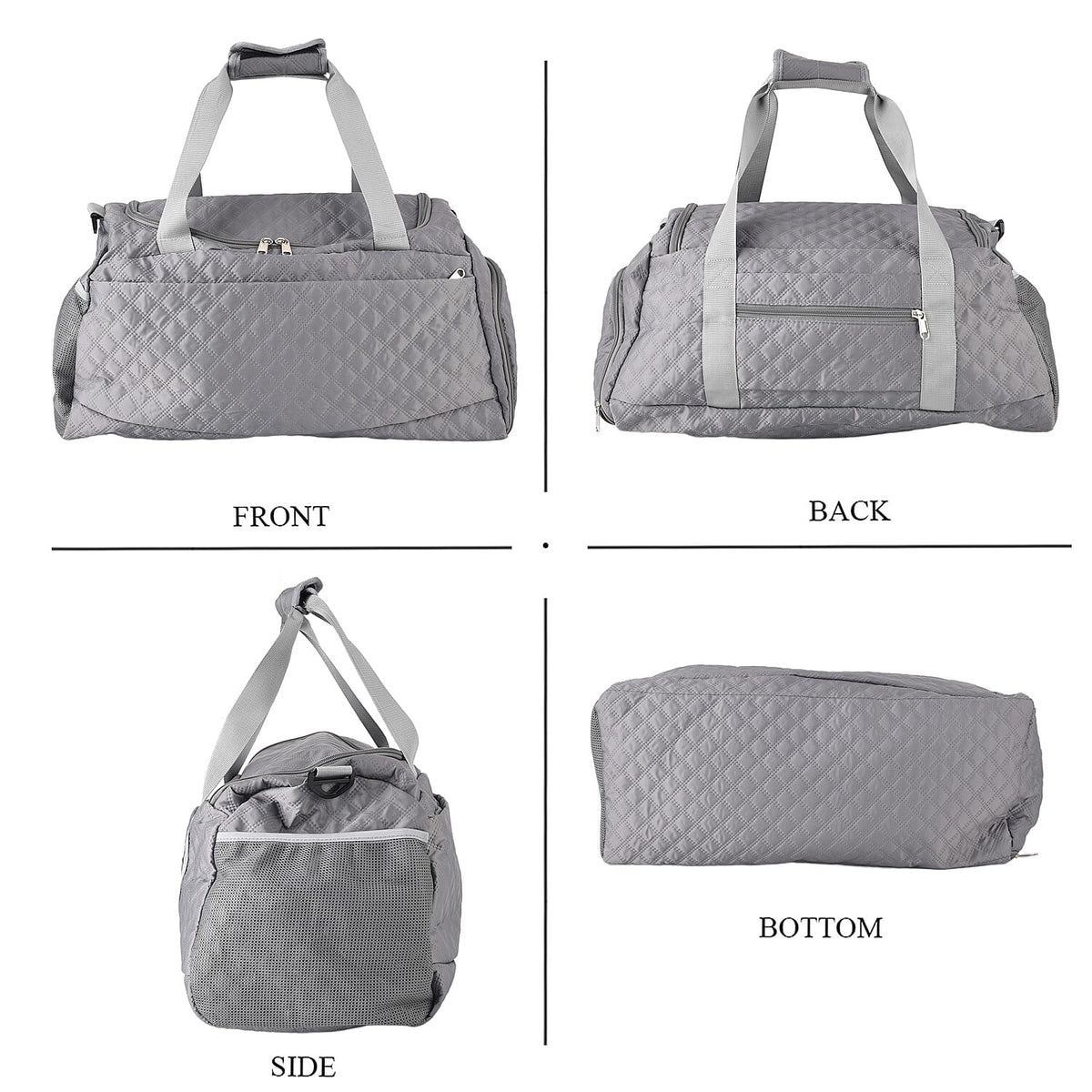 Designer Inspired-  3 Pcs Quilted Travel Bag Set - Grey V32513846 2