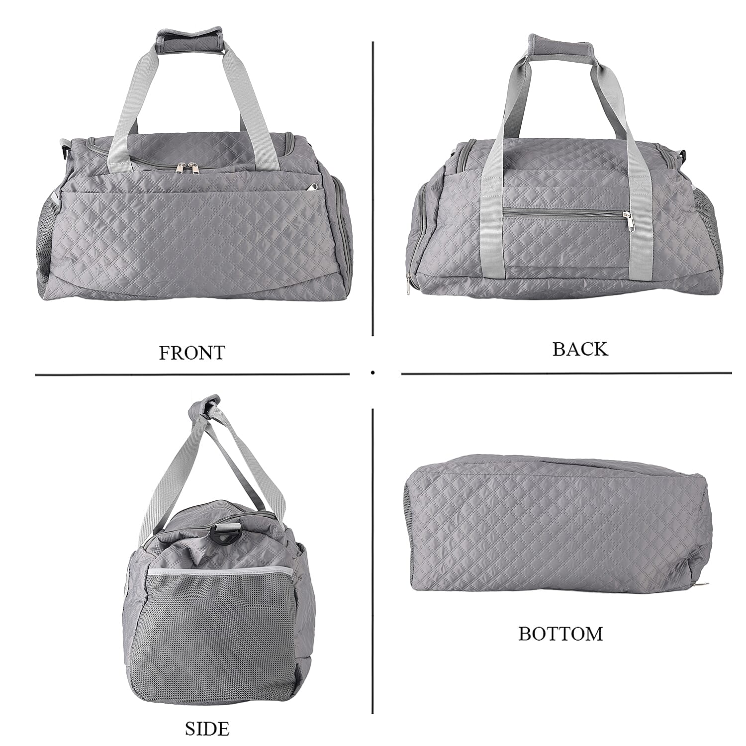 Designer Inspired-  3 Pcs Quilted Travel Bag Set - Grey V32513846 2