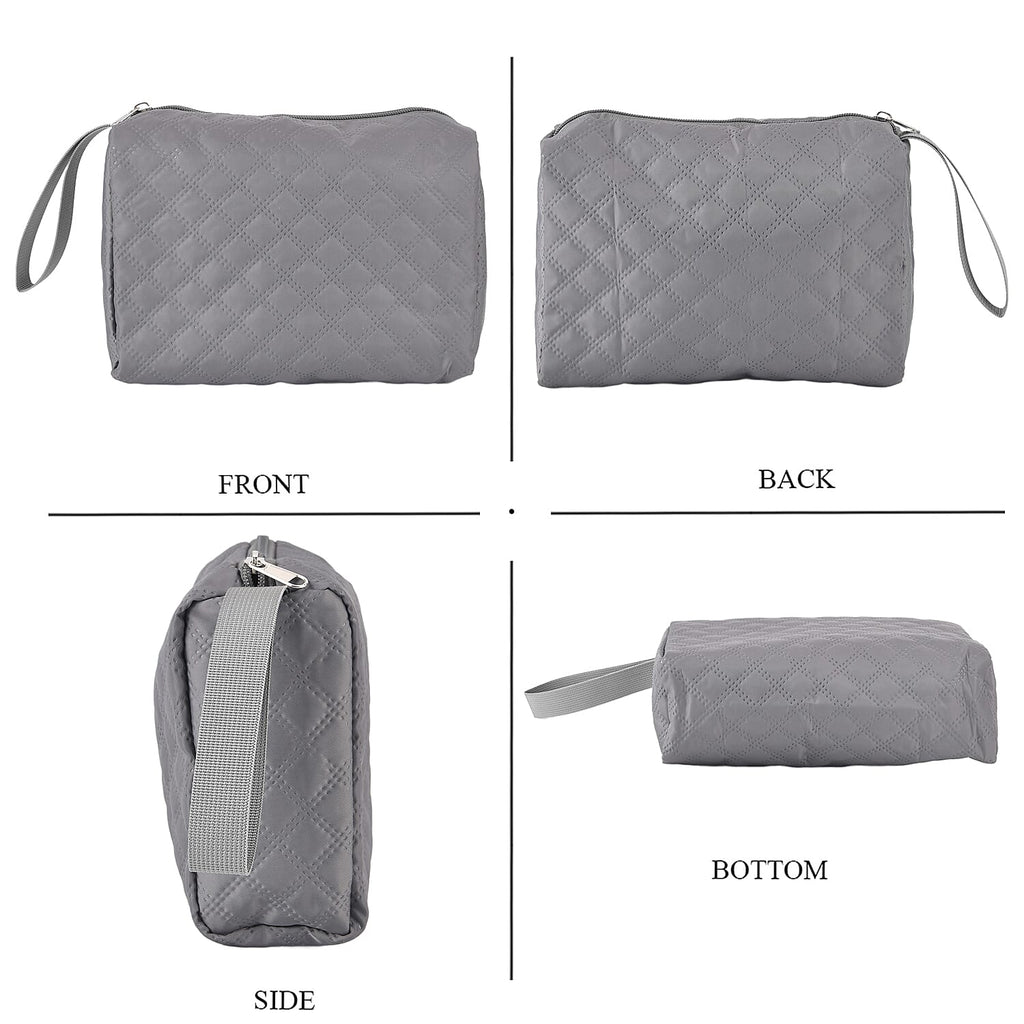 Designer Inspired-  3 Pcs Quilted Travel Bag Set - Grey