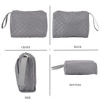 Designer Inspired-  3 Pcs Quilted Travel Bag Set - Grey