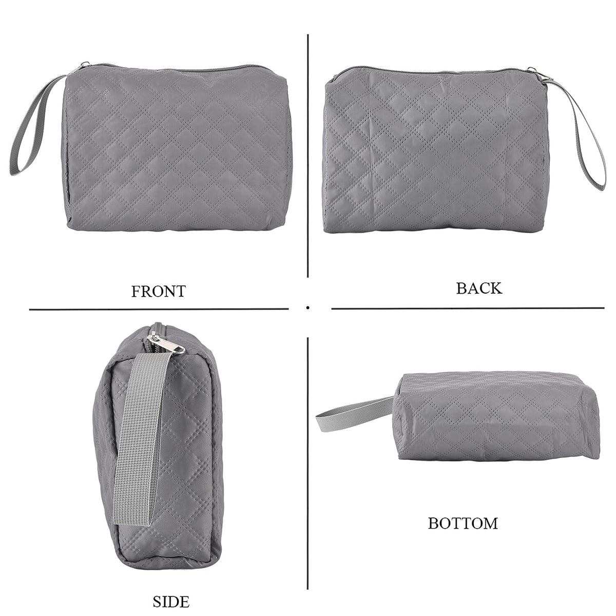 Designer Inspired-  3 Pcs Quilted Travel Bag Set - Grey V32513846 3