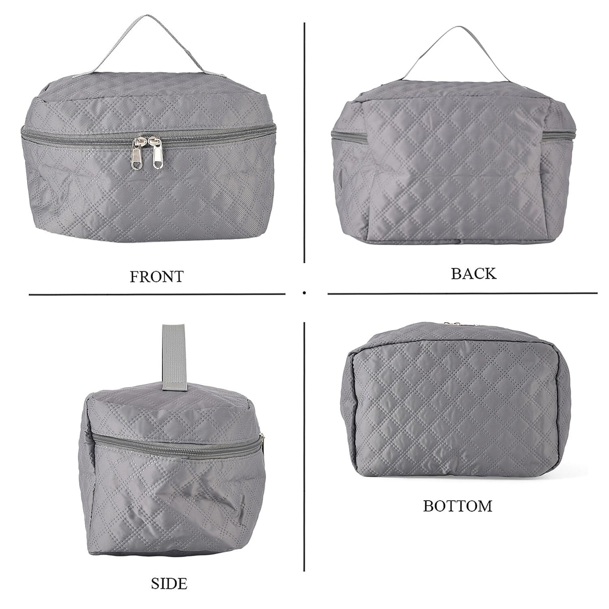 Designer Inspired-  3 Pcs Quilted Travel Bag Set - Grey V32513846 4