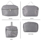 Designer Inspired-  3 Pcs Quilted Travel Bag Set - Grey