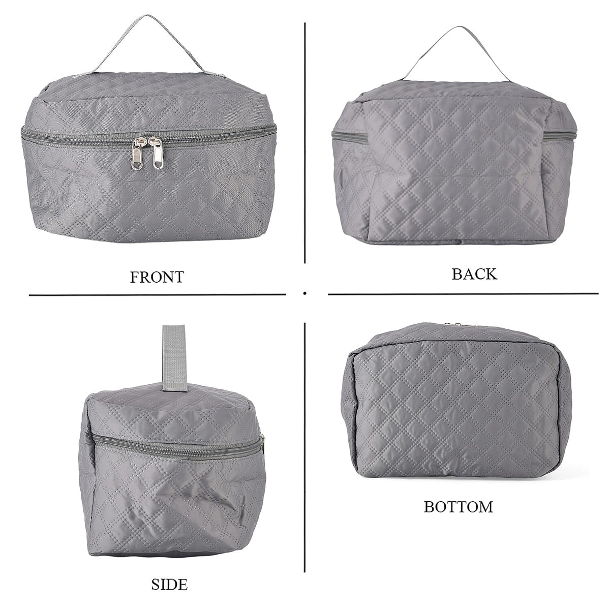 Designer Inspired-  3 Pcs Quilted Travel Bag Set - Grey V32513846 4