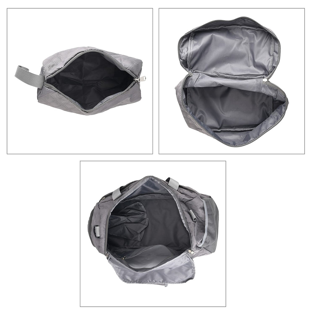 Designer Inspired-  3 Pcs Quilted Travel Bag Set - Grey