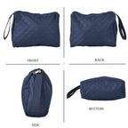Designer Inspired-  3 Pcs Quilted Travel Bag Set - Navy