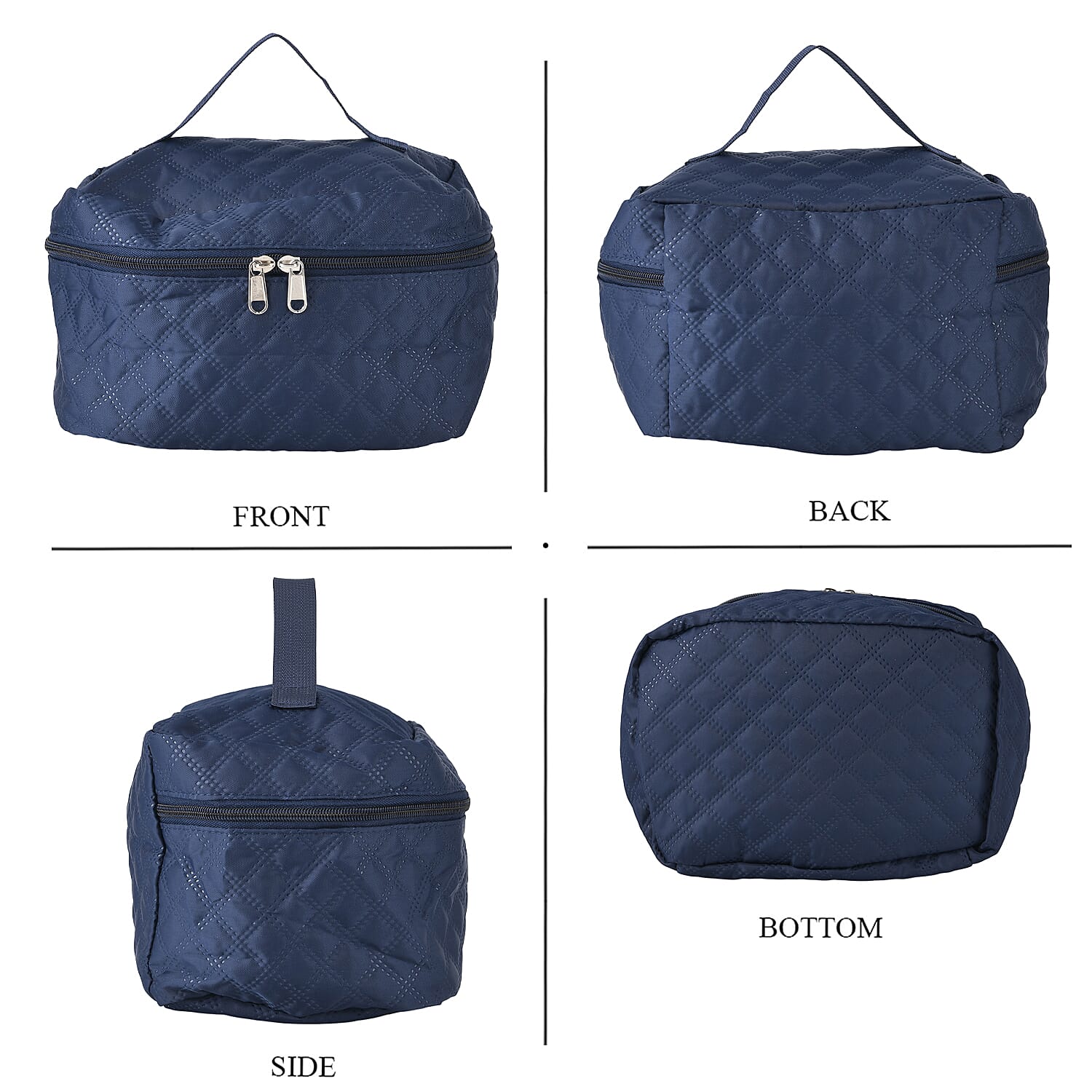 Designer Inspired - 3 Pcs Quilted Travel Bag Set - Navy 8465881 4