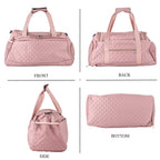 Designer Inspired-  3 Pcs Quilted Travel Bag Set - Pink