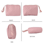Designer Inspired-  3 Pcs Quilted Travel Bag Set - Pink