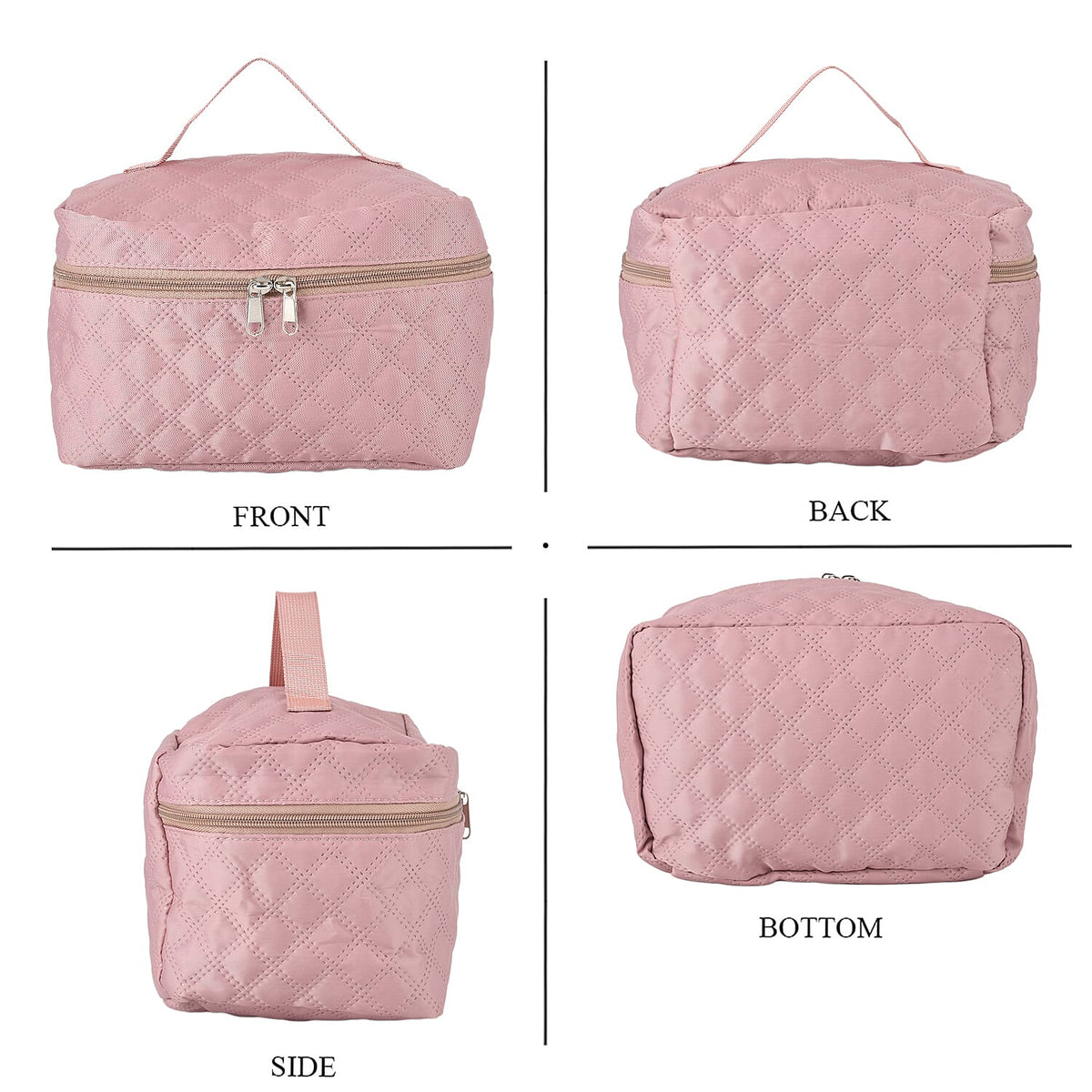 Designer Inspired - 3 Pcs Quilted Travel Bag Set - Pink 8465883 4