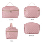 Designer Inspired-  3 Pcs Quilted Travel Bag Set - Pink