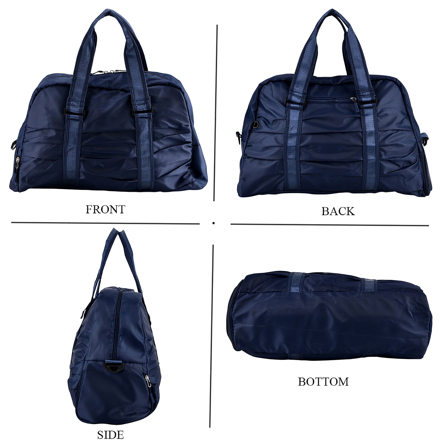 Water Repellent Pleated Travel Dufflle Bag - Navy 8231660 5