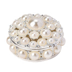 Bowknot Rhinestone Bejewelled Pearl Trinket Box (Size 6x6x3 cm) - White