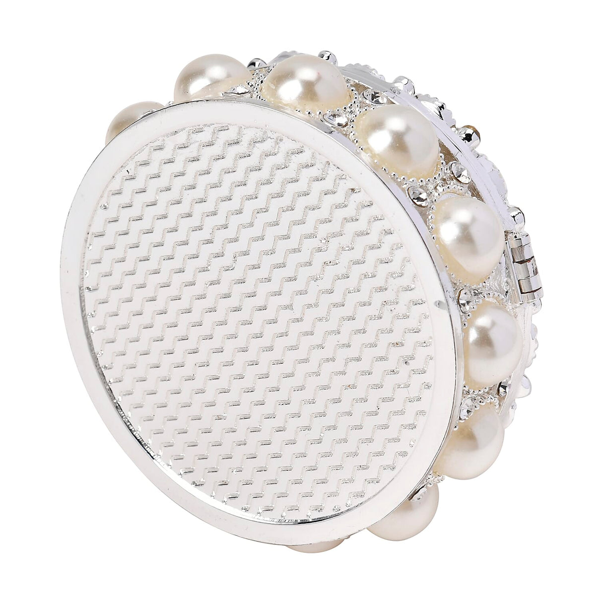 Bowknot Rhinestone Bejewelled Pearl Trinket Box  - White 7686257 4
