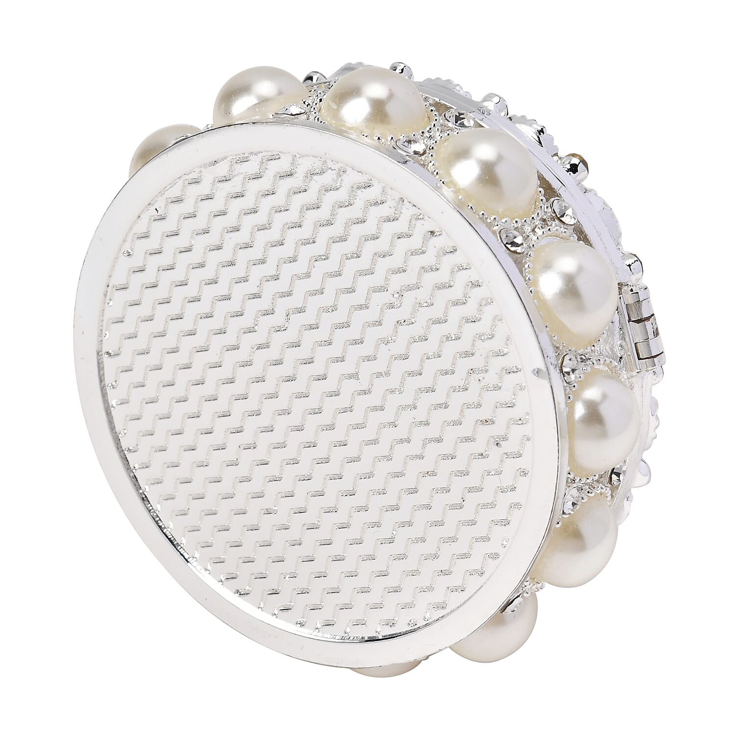 Bowknot Rhinestone Bejewelled Pearl Trinket Box  - White 7686257 4