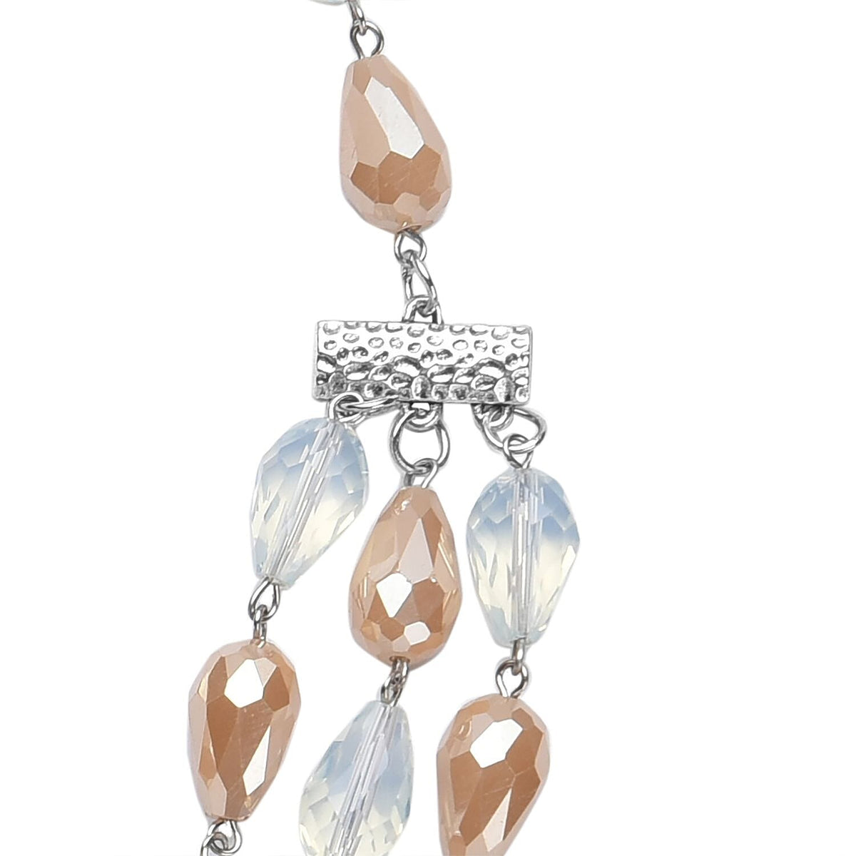 Peach And Opalite Glass  Necklace (Size - 22 With 3 Inch Extender) Silver  Tone   382.000  Ct. 8899795 4