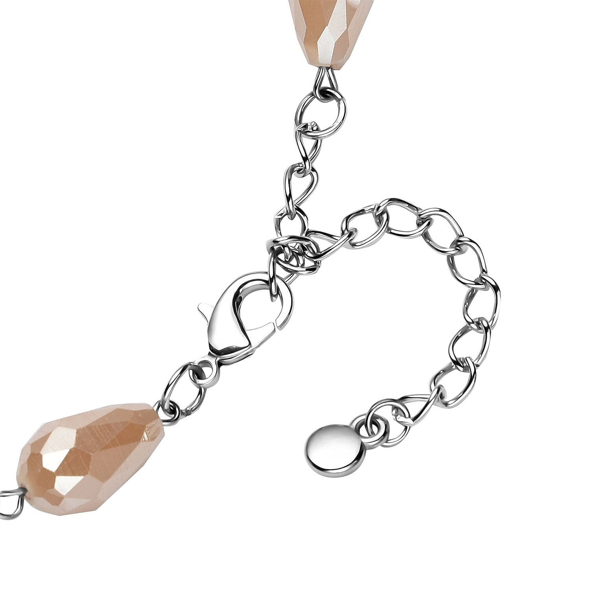 Peach And Opalite Glass  Necklace (Size - 22 With 3 Inch Extender) Silver  Tone   382.000  Ct. 8899795 5