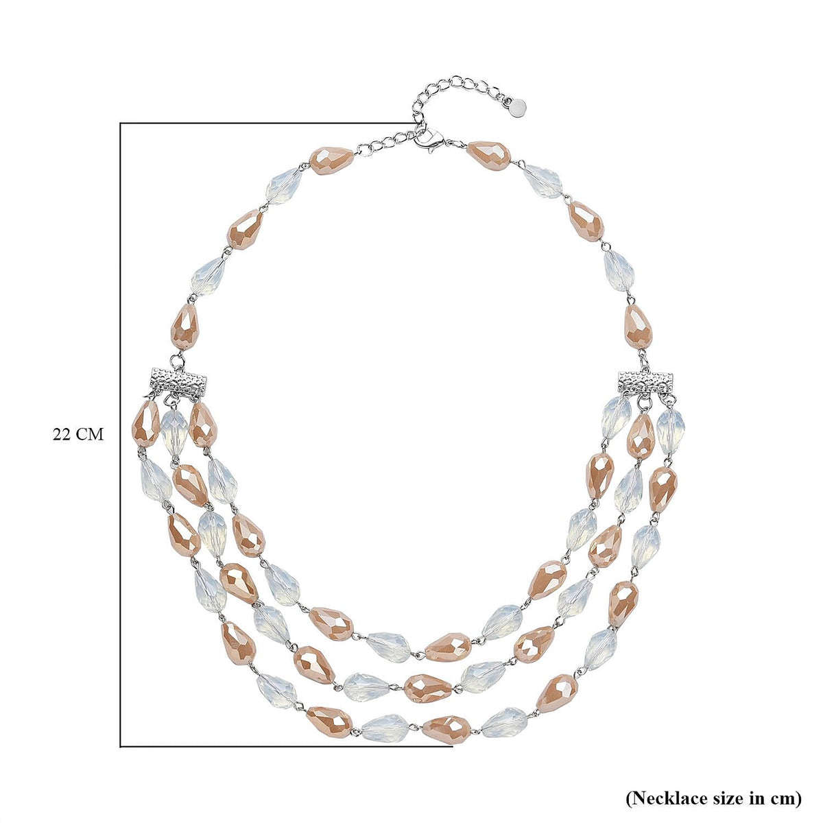 Peach And Opalite Glass  Necklace (Size - 22 With 3 Inch Extender) Silver  Tone   382.000  Ct. 8899795 6