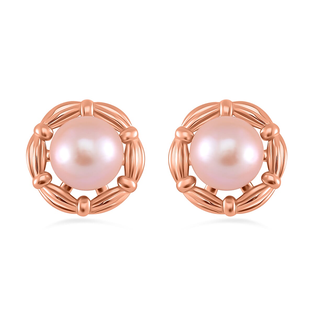 Peach Edison  Solitaire Stud Push Post Earrings in 18K Rose Gold Vermeil Plated Sterling Silver 14.54 ct. 7801475 0
