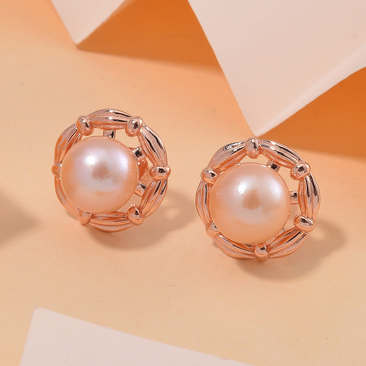 Peach Edison  Solitaire Stud Push Post Earrings in 18K Rose Gold Vermeil Plated Sterling Silver 14.54 ct. 7801475 1