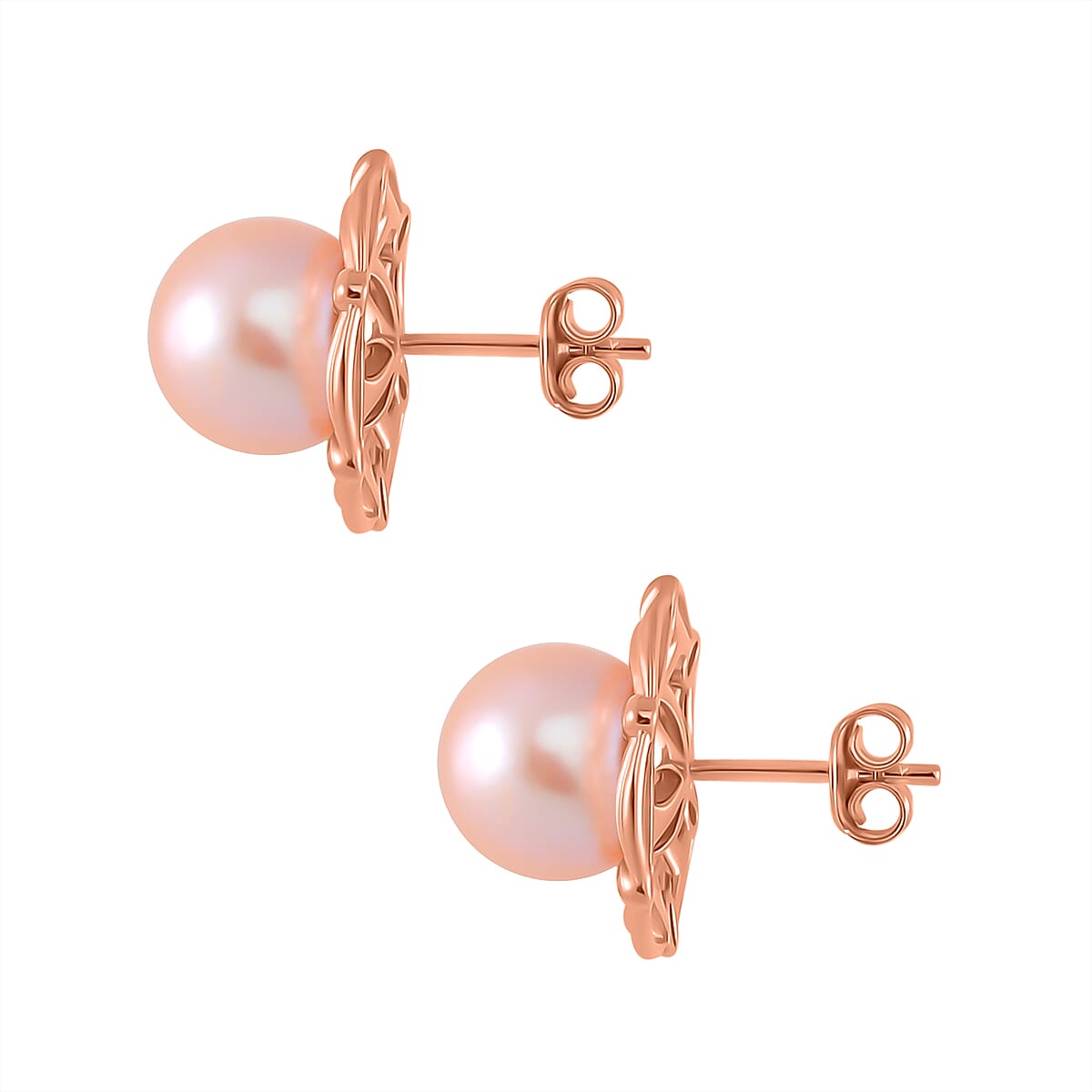 Peach Edison  Solitaire Stud Push Post Earrings in 18K Rose Gold Vermeil Plated Sterling Silver 14.54 ct. 7801475 3