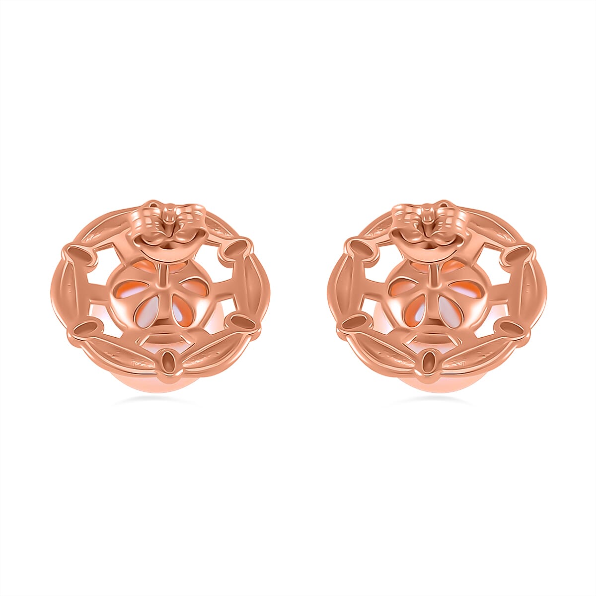 Peach Edison  Solitaire Stud Push Post Earrings in 18K Rose Gold Vermeil Plated Sterling Silver 14.54 ct. 7801475 4