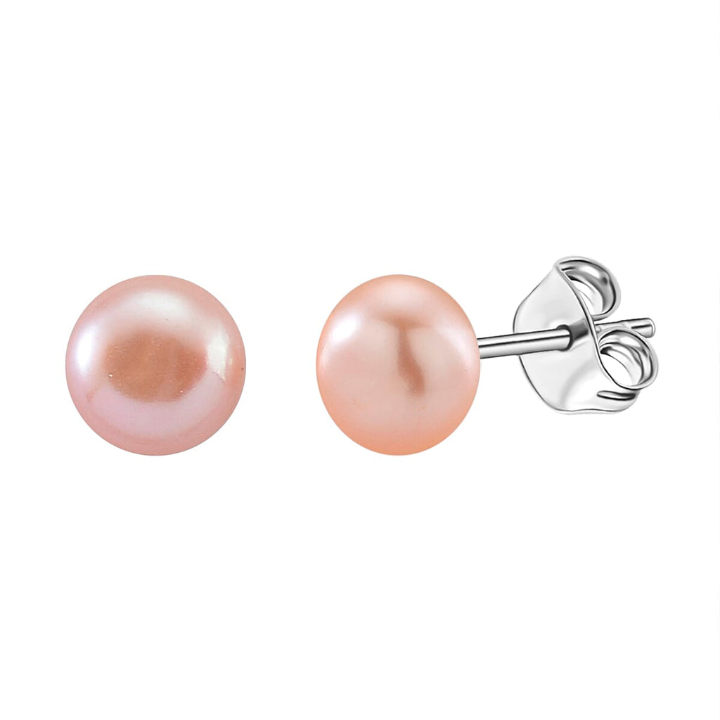 Peach Fresh Water Pearl Earrings with Push Backs