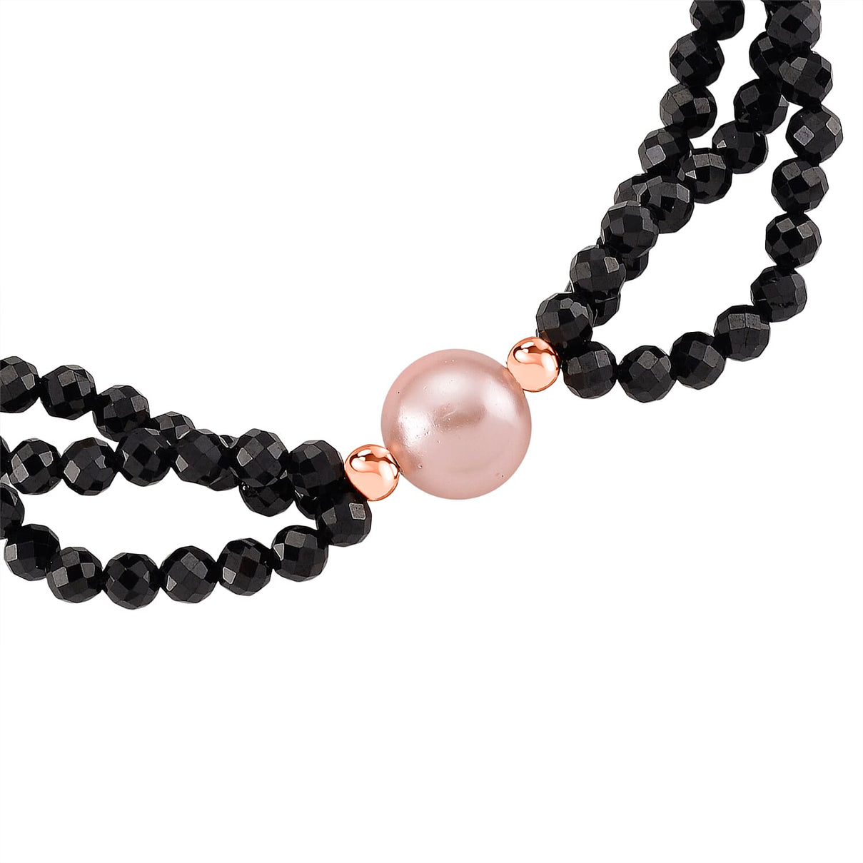 Peach Fresh Water Pearl &amp; Black Spinel Bracelet (Size 8 with Magnetic Clasp) in Rose Gold Plated 45.00 Ct. 8243827 4