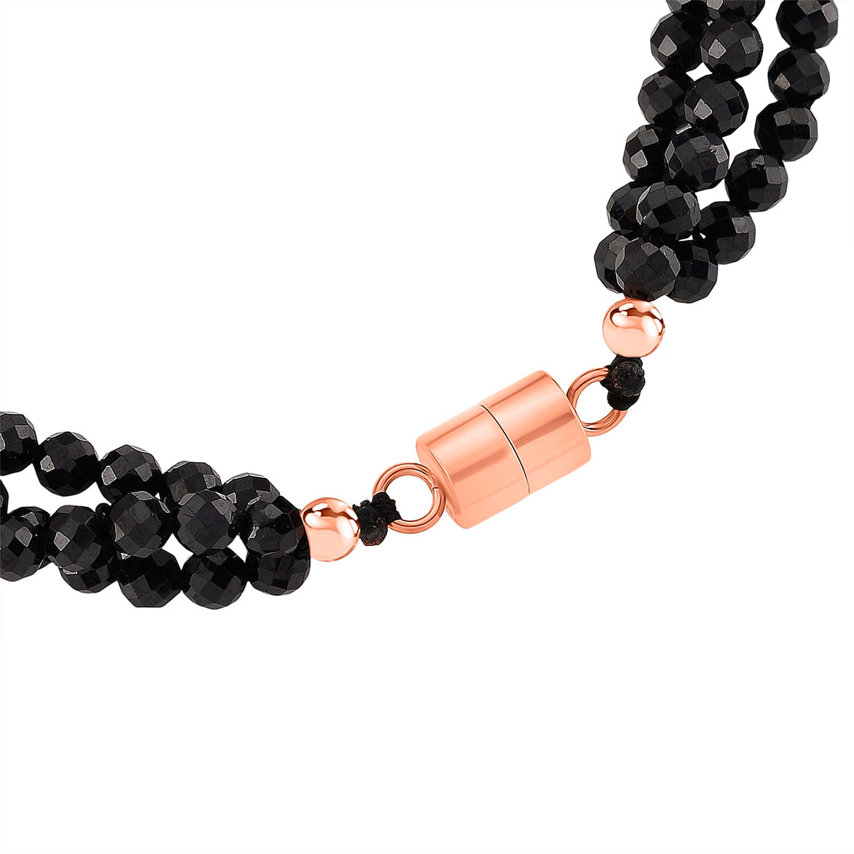 Peach Fresh Water Pearl &amp; Black Spinel Bracelet (Size 8 with Magnetic Clasp) in Rose Gold Plated 45.00 Ct. 8243827 7