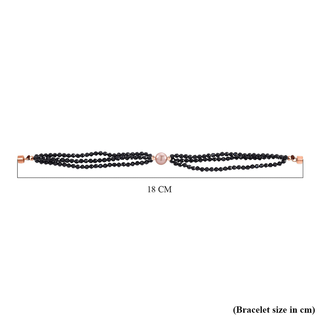 Peach Fresh Water Pearl &amp; Black Spinel Bracelet (Size 8 with Magnetic Clasp) in Rose Gold Plated 45.00 Ct. 8243827 8