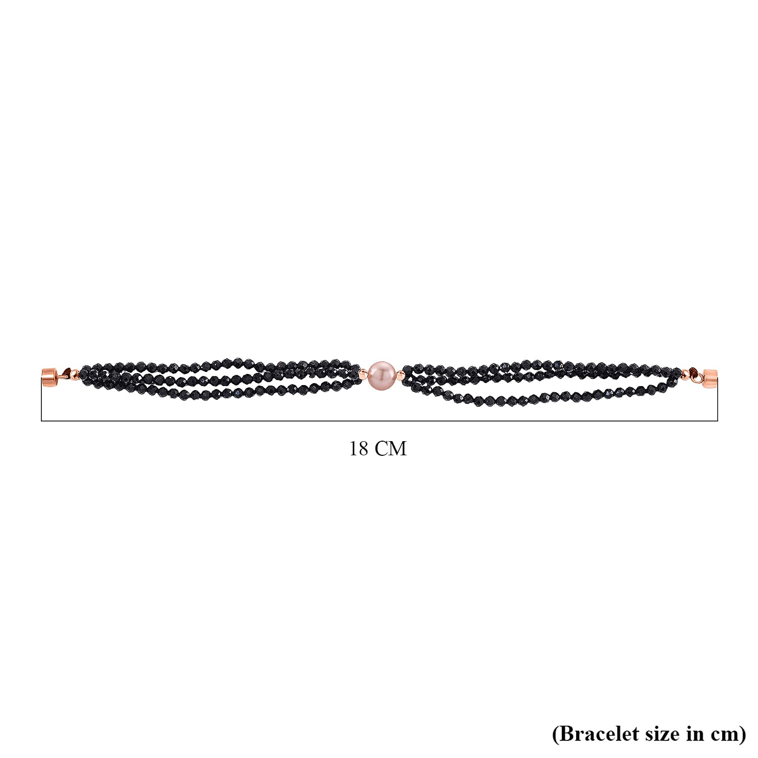 Peach Fresh Water Pearl &amp; Black Spinel Bracelet (Size 8 with Magnetic Clasp) in Rose Gold Plated 45.00 Ct. 8243827 8