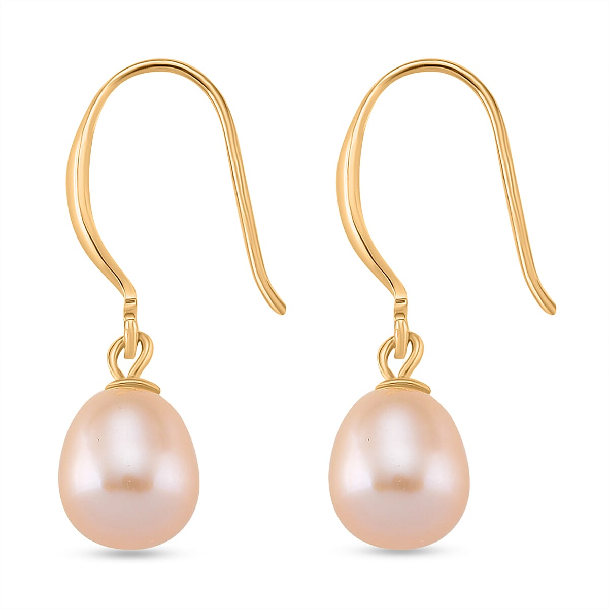 Peach Fresh Water Pearl Earring with Hook in Yellow Gold Plated Sterling Silver 4.00 Ct. 8182333 3
