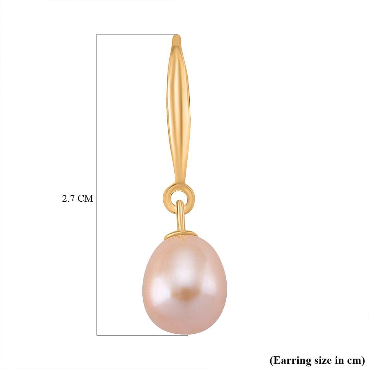 Peach Fresh Water Pearl Earring with Hook in Yellow Gold Plated Sterling Silver 4.00 Ct. 8182333 5
