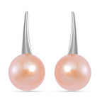 Peach Fresh Water Pearl Hook Earring in Silver Tone 6.00 Ct.