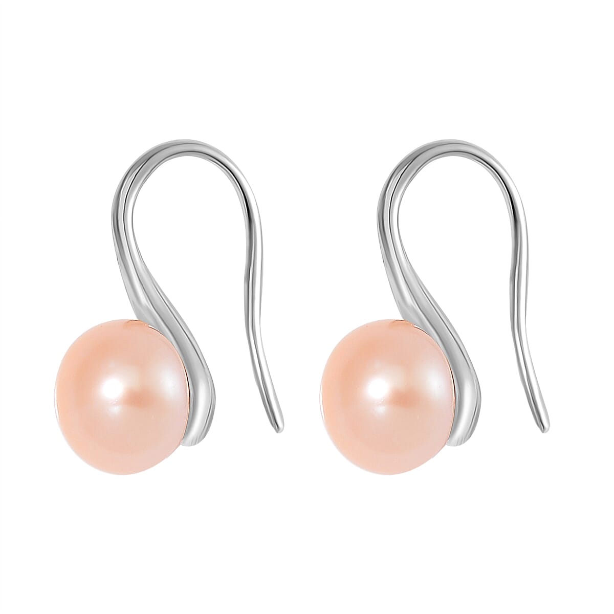 Peach Fresh Water Pearl Hook Earring in Silver Tone 6.00 Ct. 7981438 3