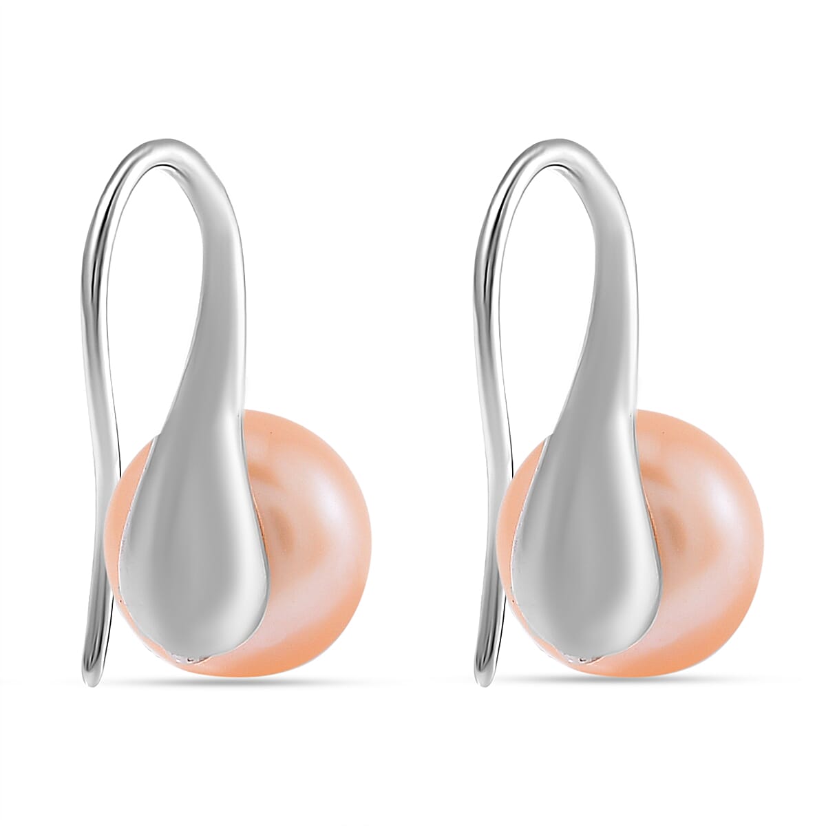 Peach Fresh Water Pearl Hook Earring in Silver Tone 6.00 Ct. 7981438 4