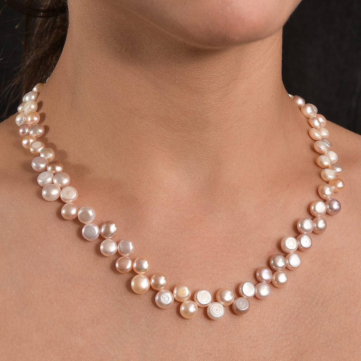 Peach Fresh Water Pearl Necklace (Size - 18-2 Ext) in 18K Vermeil Yellow Gold Plated Sterling Silver 170.00 Ct. 8129576 2