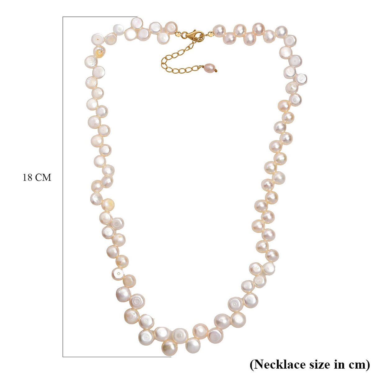 Peach Fresh Water Pearl Necklace (Size - 18-2 Ext) in 18K Vermeil Yellow Gold Plated Sterling Silver 170.00 Ct. 8129576 10