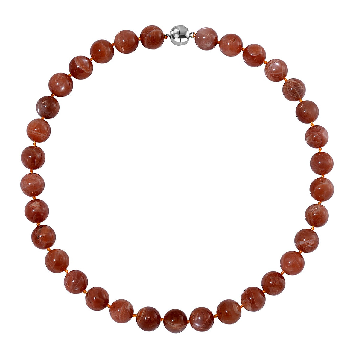 Peach Moonstone  Necklace (Size - 20) in Rhodium Overlay Sterling Silver 600 ct 7821671 3