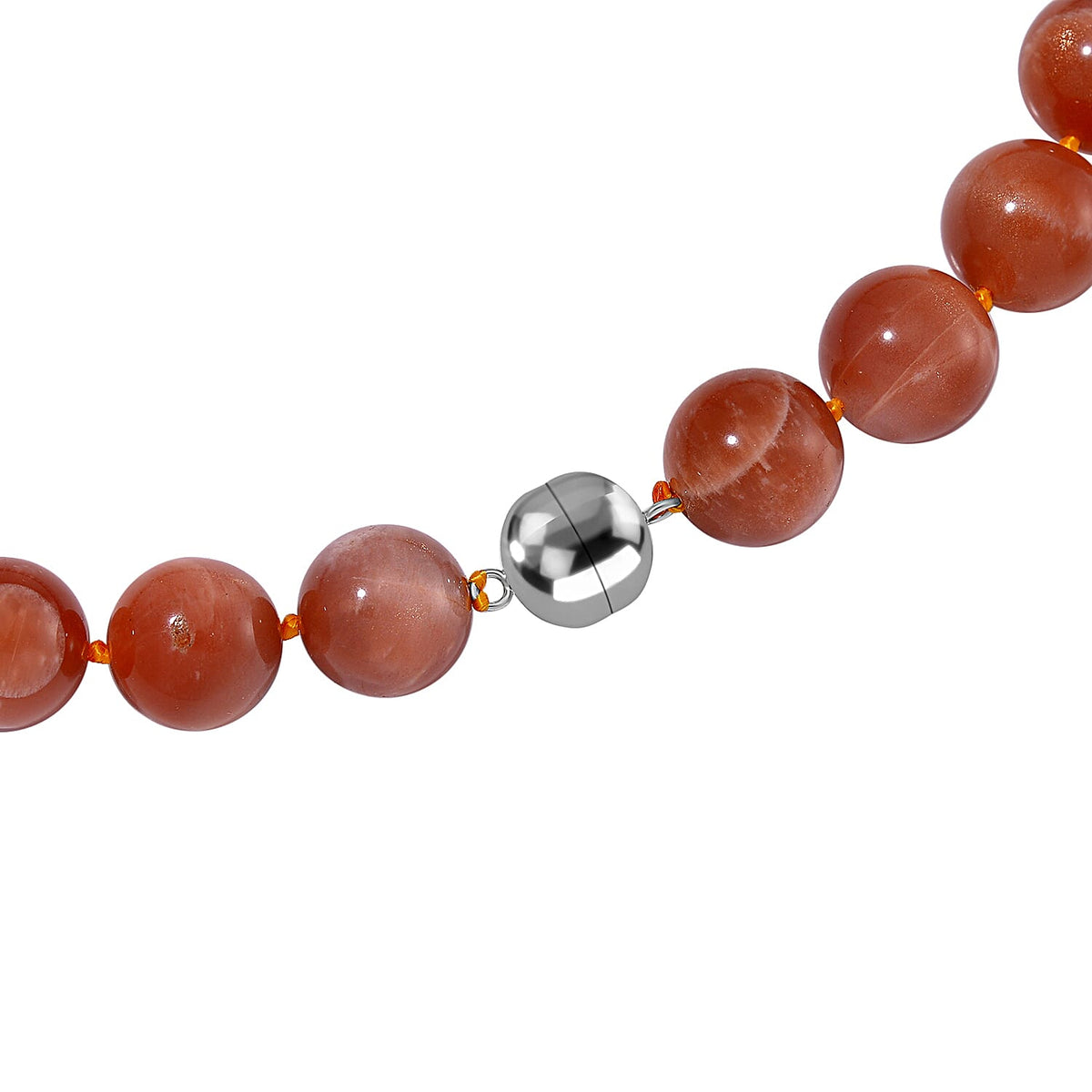 Peach Moonstone  Necklace (Size - 20) in Rhodium Overlay Sterling Silver 600 ct 7821671 4