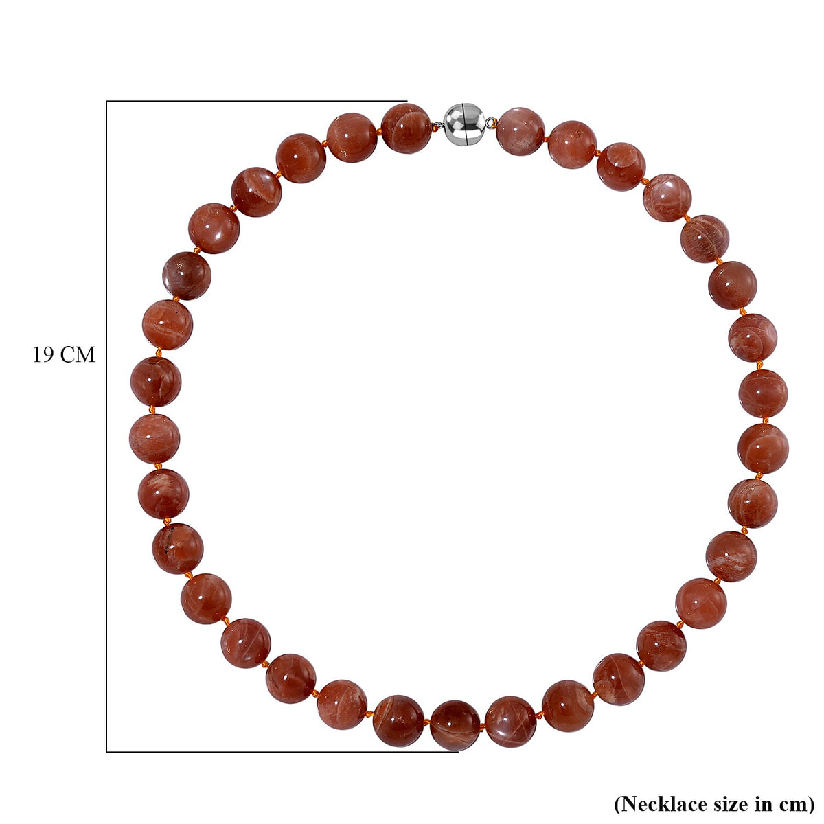 Peach Moonstone  Necklace (Size - 20) in Rhodium Overlay Sterling Silver 600 ct 7821671 5