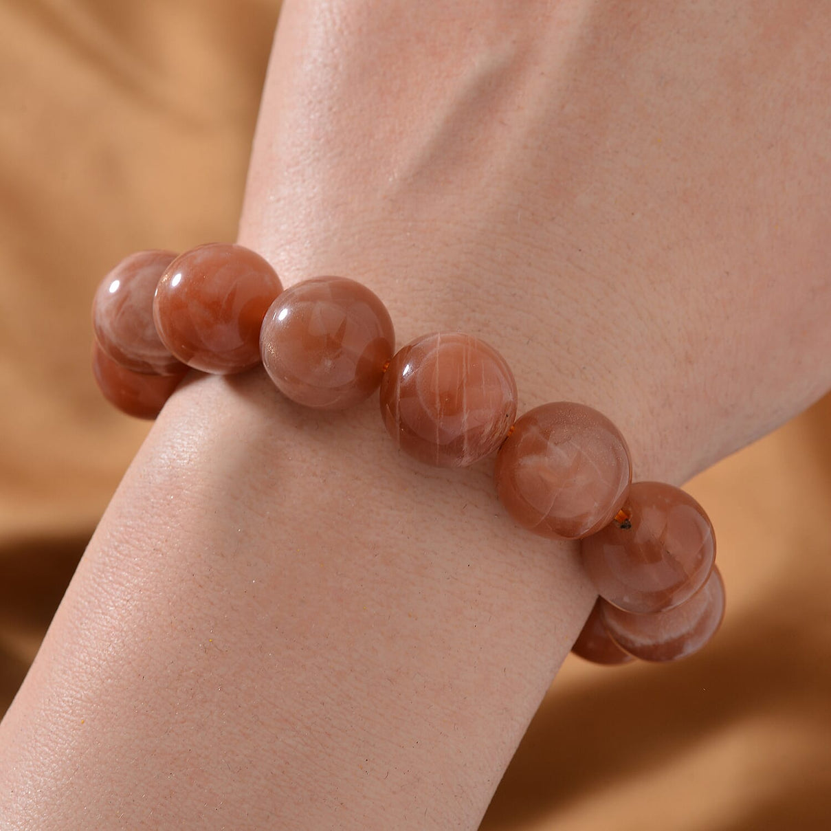 Peach Moonstone Bead Bracelet 280 ct. 7821676 2