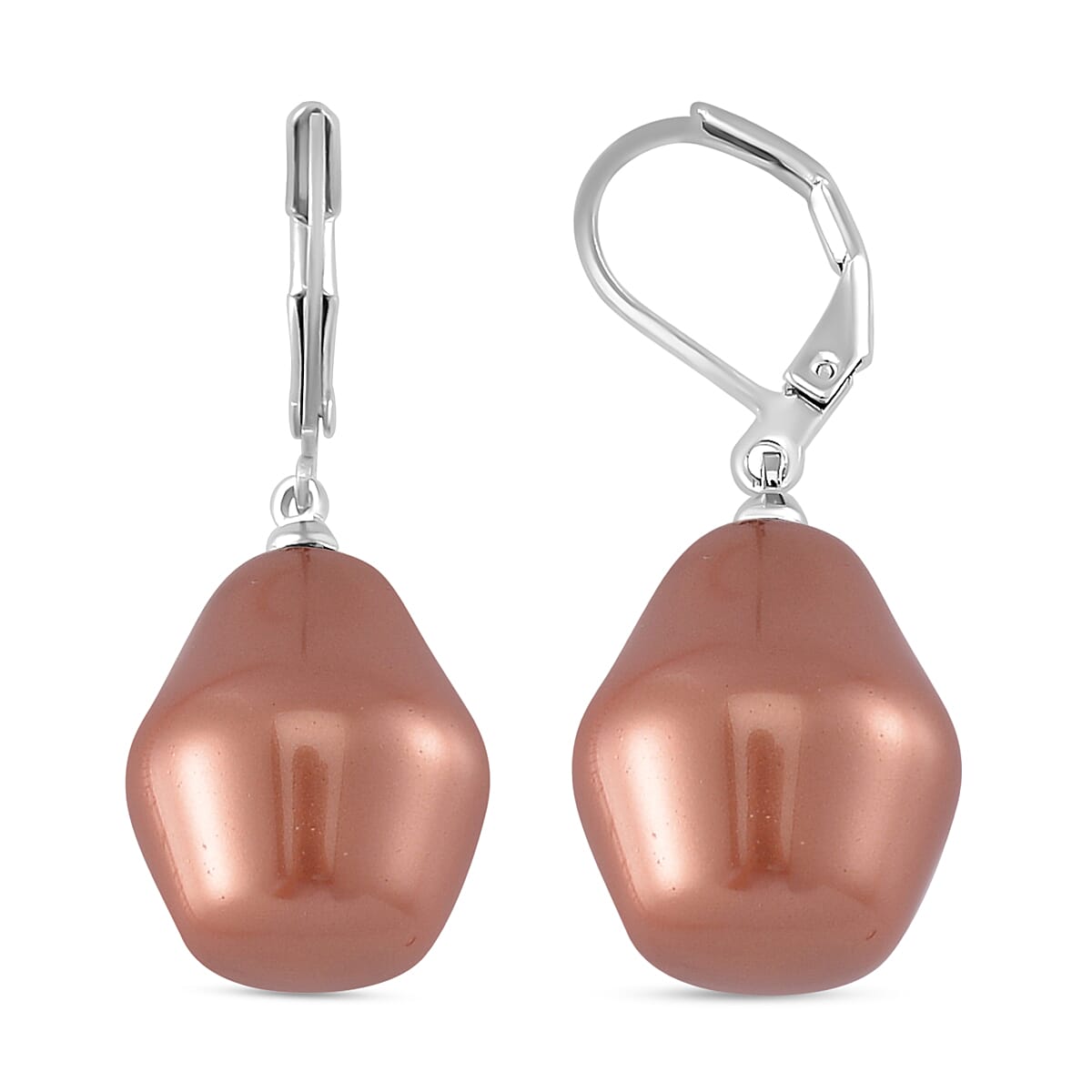 Peach Shell Pearl  Earring Pure White Stainless Steel 7811808 0