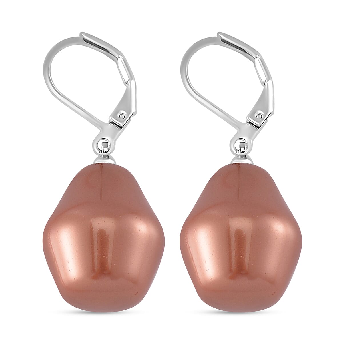 Peach Shell Pearl  Earring Pure White Stainless Steel 7811808 4