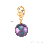 Peacock Color Shell Pearl & Austrian White Crystal Earring with Push Back in Yellow Gold Plated 30.20 Ct.