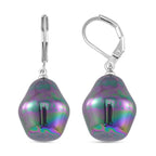Peacock Colour Shell Pearl Earrings
