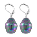 Peacock Colour Shell Pearl Earrings