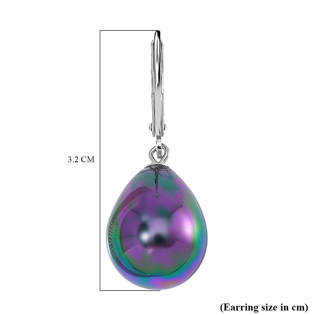 Tahitian Colour Shell Pearl Earring with Lever Back in Rhodium Overlay Sterling Silver 30 Ct. 8193870 5