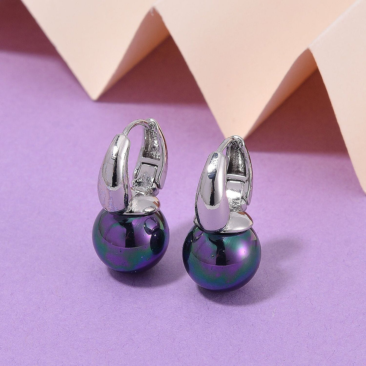Peacock Color Shell Pearl Earring with Hoop 40.00 Ct. 8103663 2