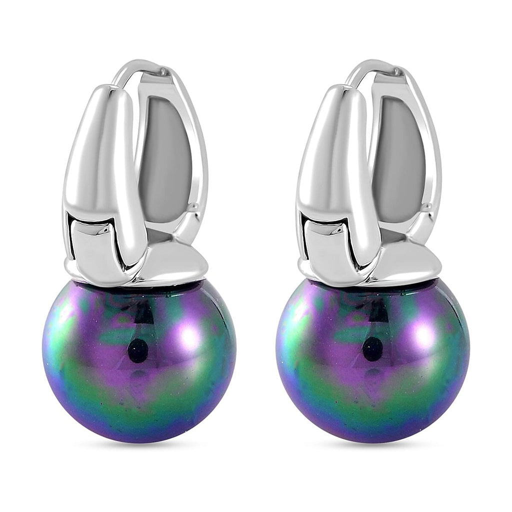 Peacock Color Shell Pearl Earring with Hoop 40.00 Ct.